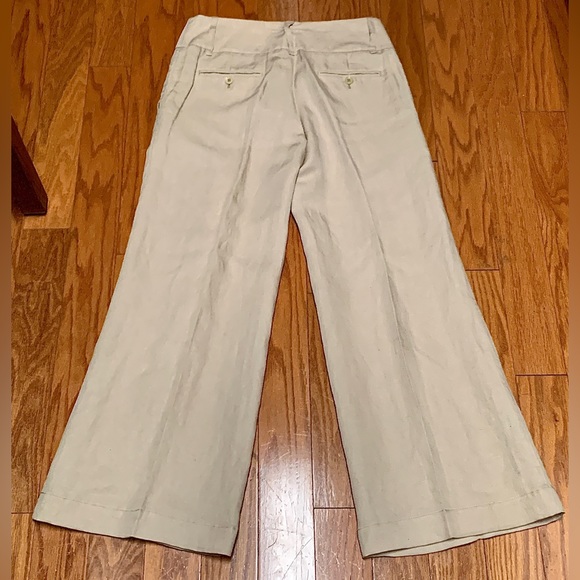 Women’s 2 BCBGMAXAZRIA Tabatha Wide Leg Beige Khaki Linen Blend Pants - Picture 5 of 16